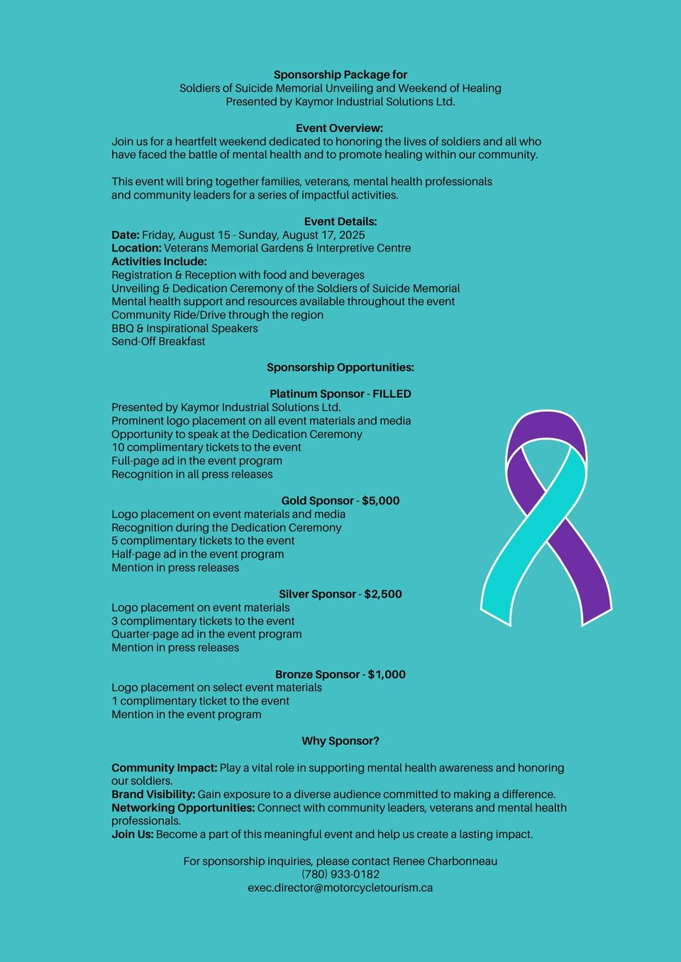 The event information for this very special and sacred weekend.