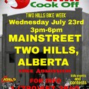 In conjunction with Run to the Hills Rally and Two Hills Bike Week, back again for another year FCSS CHILI COOK OFF ON JULY 23 3-8PM on Two Hills Main Street! Come on for some great food and amazing community support!